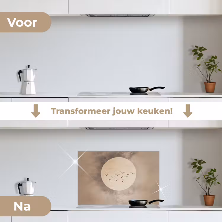Spatscherm keuken - Vogel - Beige - Japandi — 7