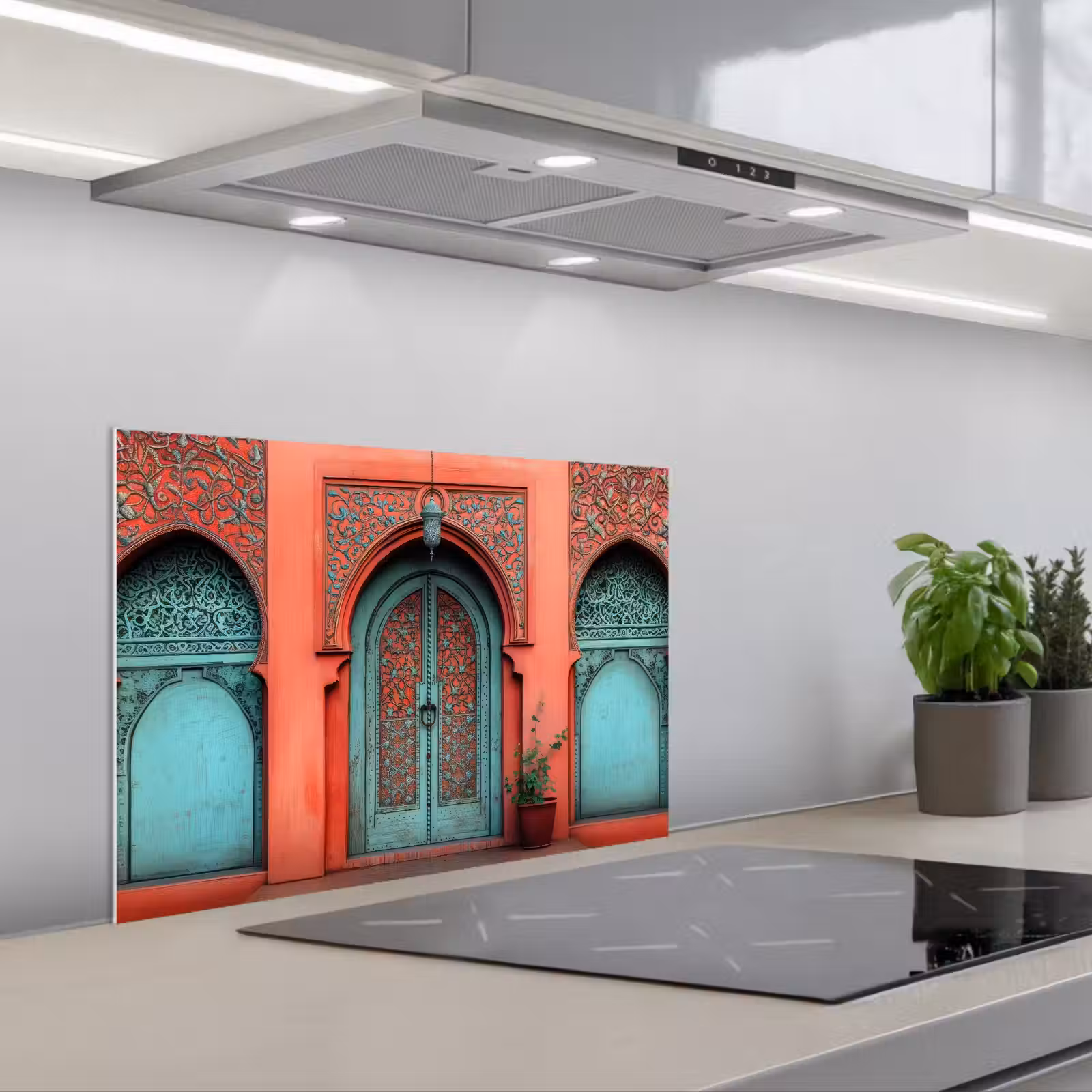 Spatscherm keuken - Lantaarn - Deur - Turquoise — 1
