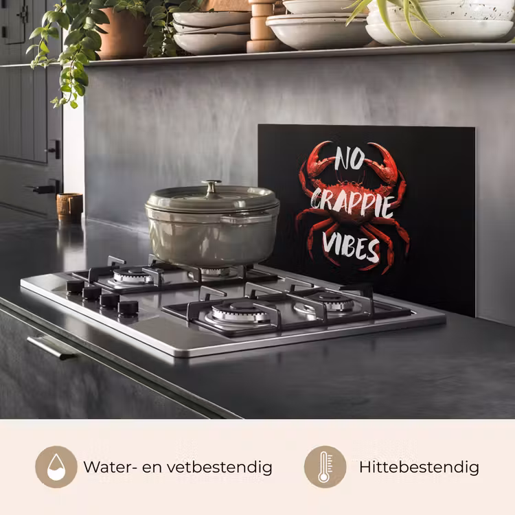 Spatscherm keuken - Krab - Rood - Tekst - Zwart — 2