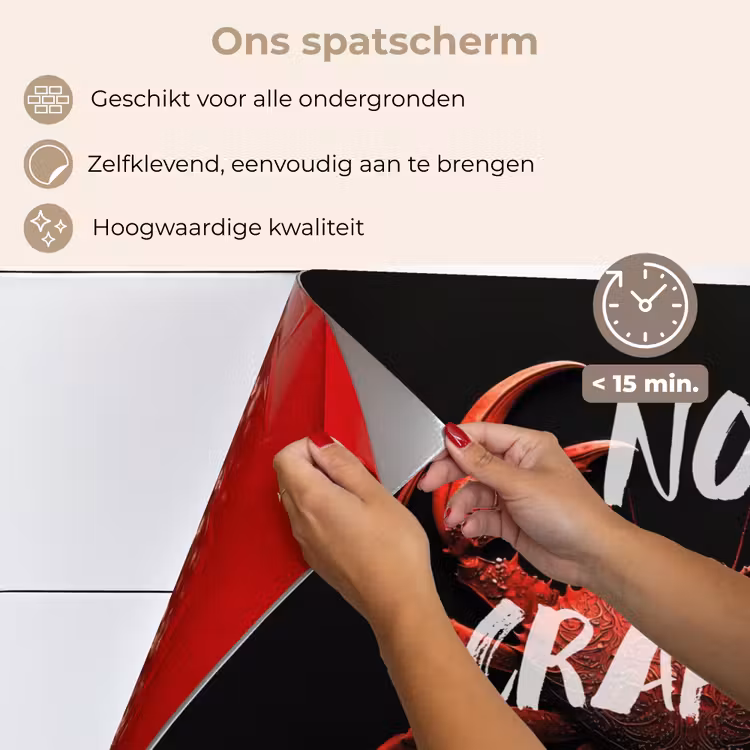 Spatscherm keuken - Krab - Rood - Tekst - Zwart — 4