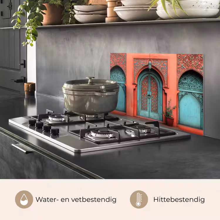 Spatscherm keuken - Lantaarn - Deur - Turquoise — 2