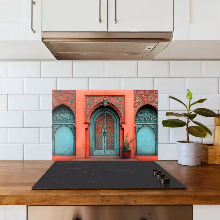 Spatscherm keuken - Lantaarn - Deur - Turquoise — 3