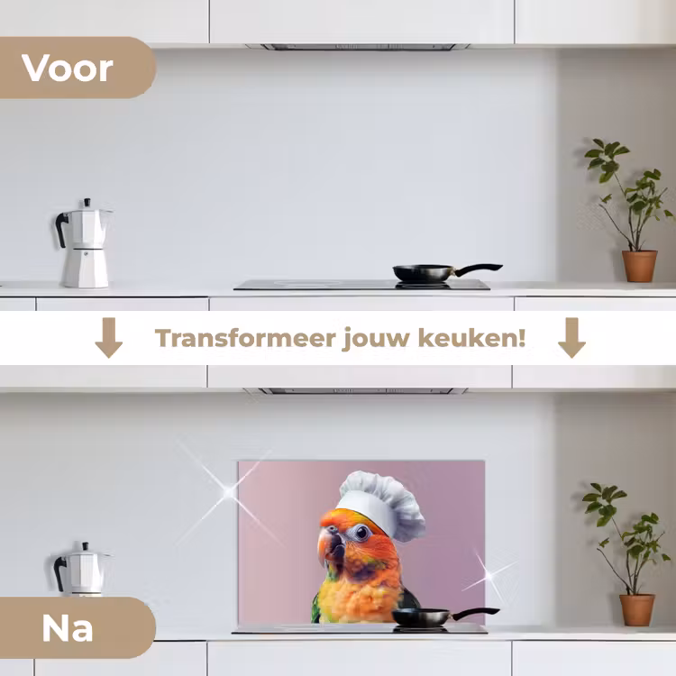 Spatscherm keuken - Papegaai - Koksmuts - Nieuwsgierig - Vogel — 7