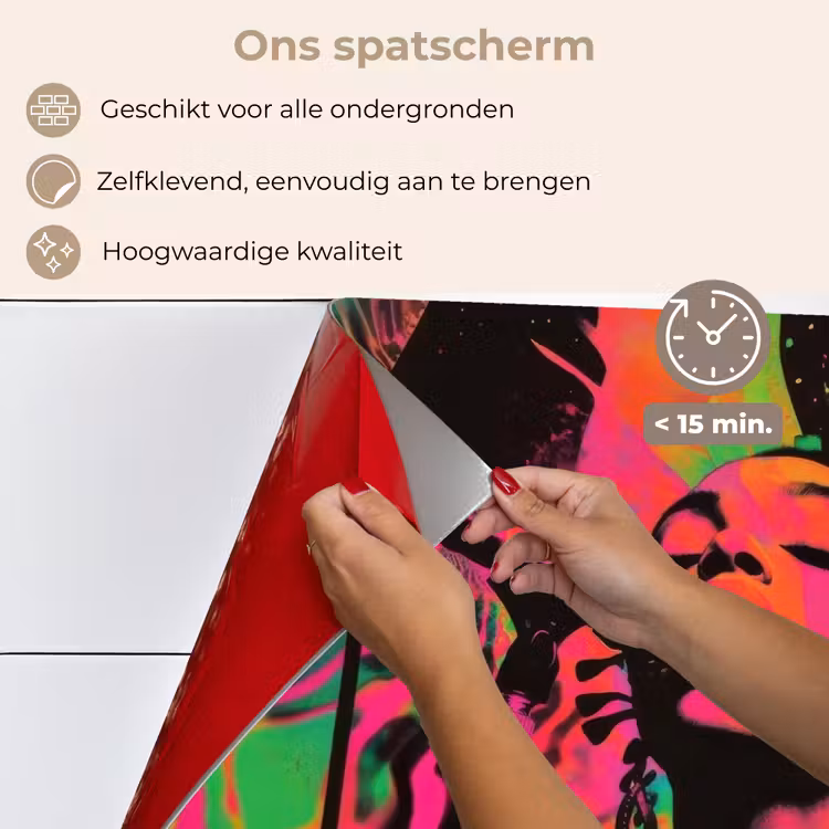 Spatscherm keuken - Vrouw - Microfoon - Neon — 4