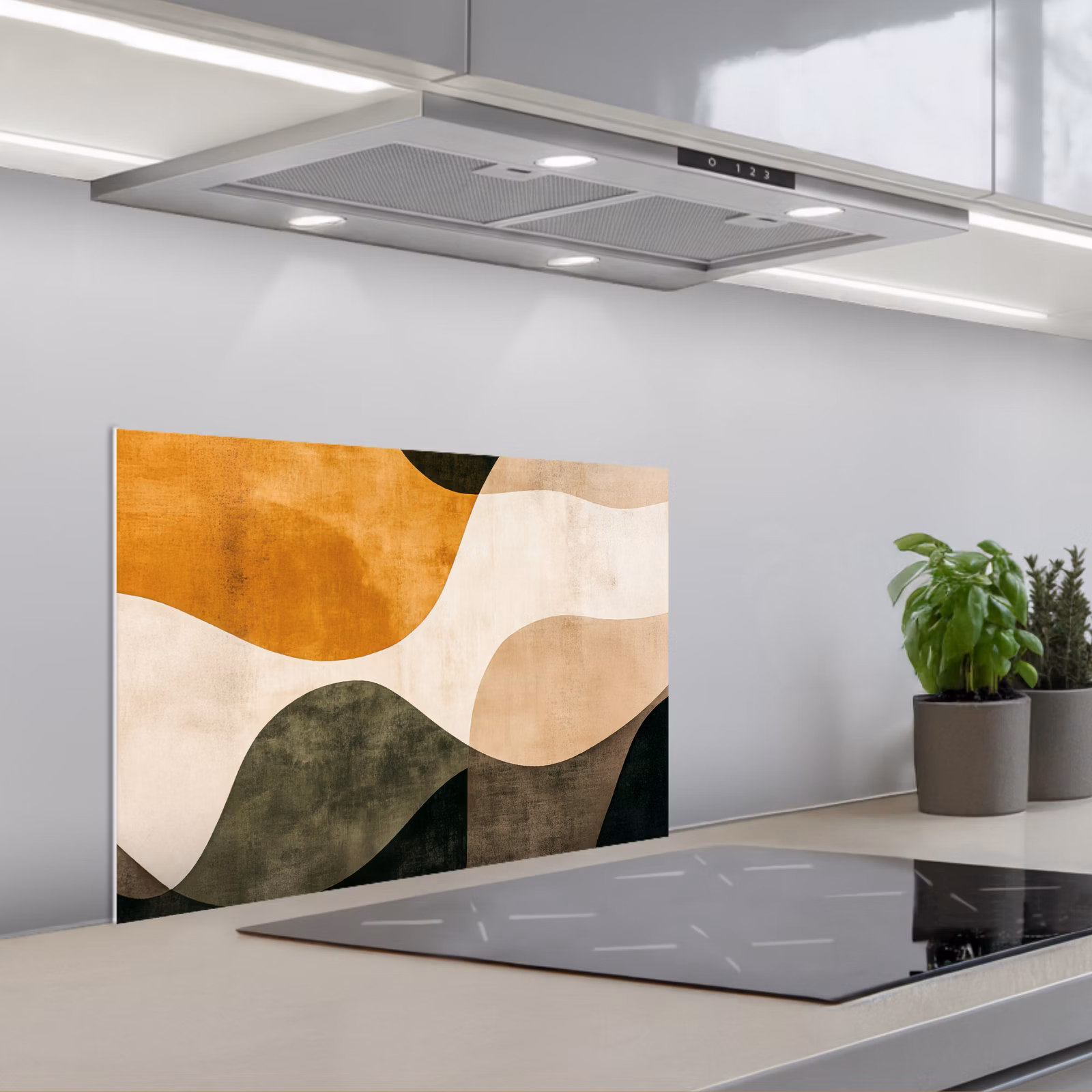 Spatscherm keuken - Vormen - Okergeel - Abstract — 1