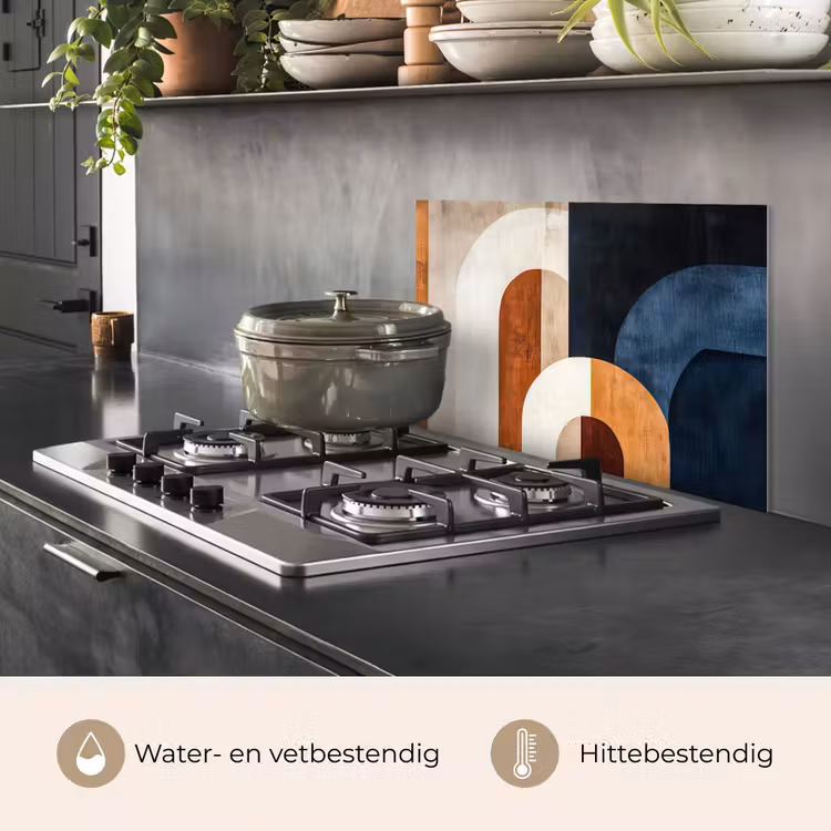 Spatscherm keuken - Abstract - Vormen - Donkerblauw — 2