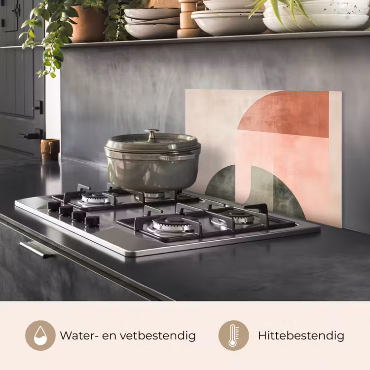 Spatscherm keuken - Cirkel - Abstract - Roze — 2