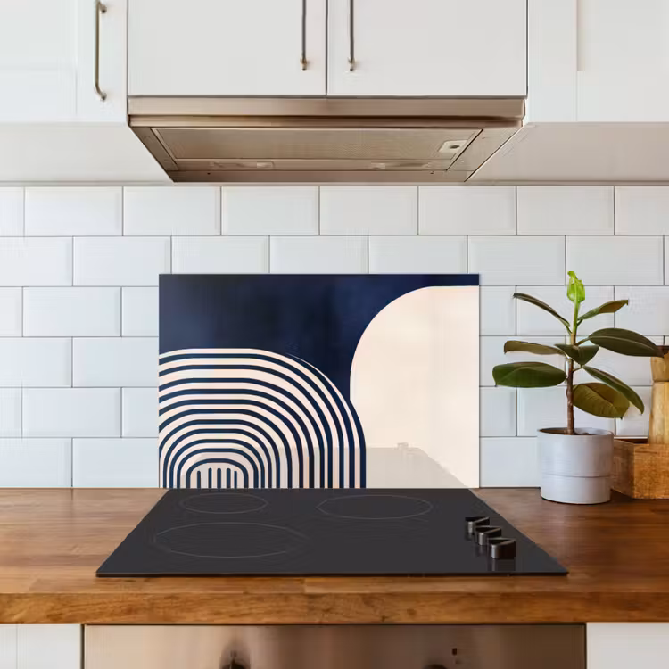 Spatscherm keuken - Donkerblauw - Abstract - Lijnen — 3