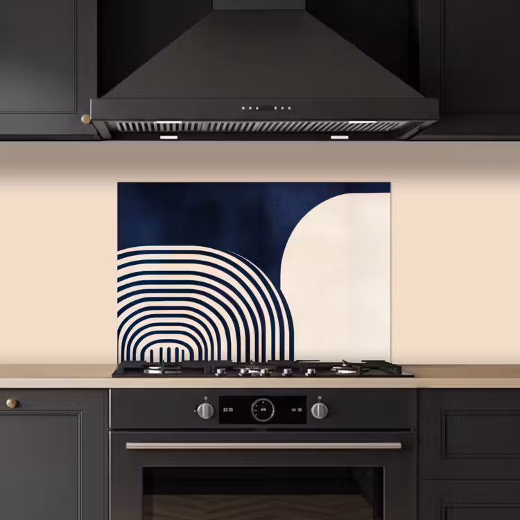 Spatscherm keuken - Donkerblauw - Abstract - Lijnen — 5
