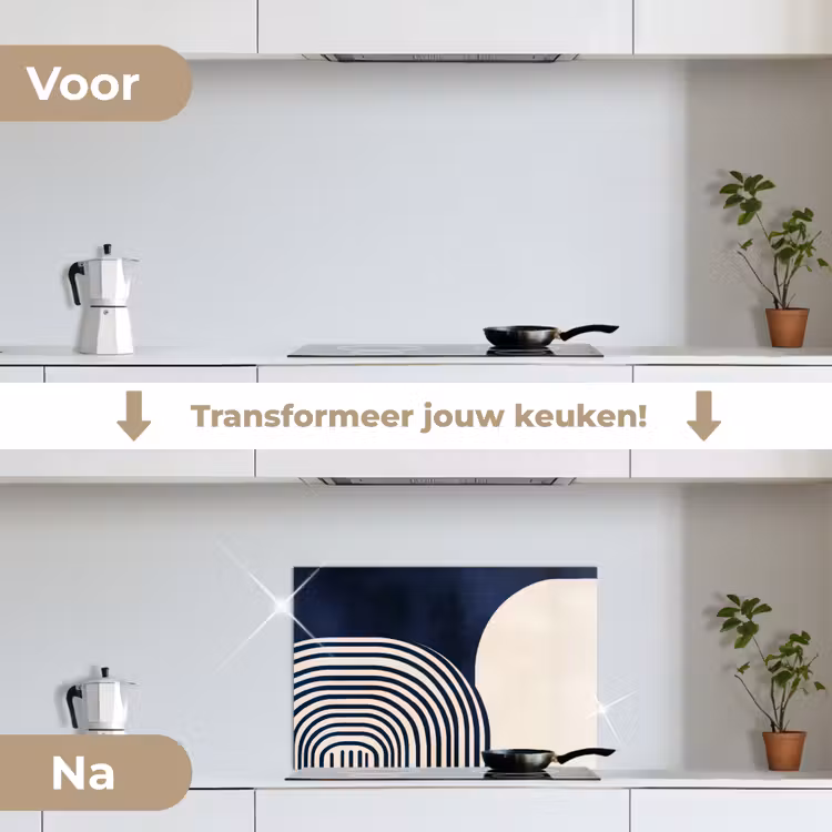 Spatscherm keuken - Donkerblauw - Abstract - Lijnen — 7