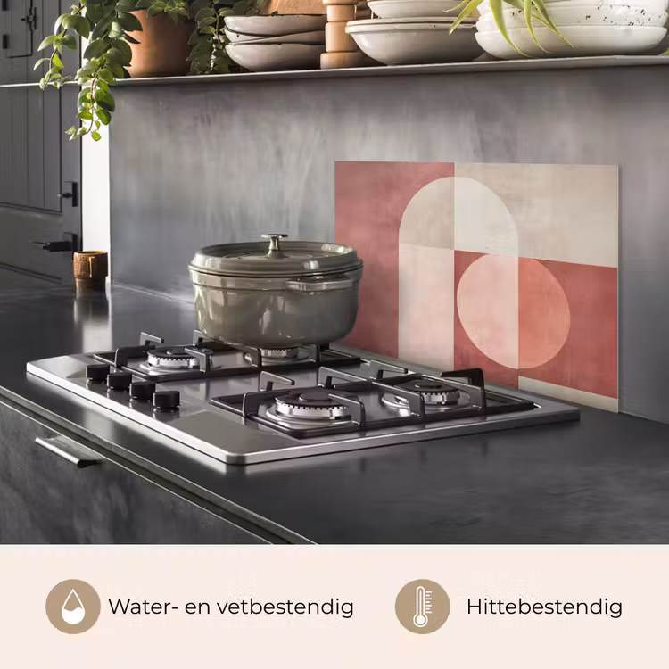 Spatscherm keuken - Figuren - Abstract - Roze — 2