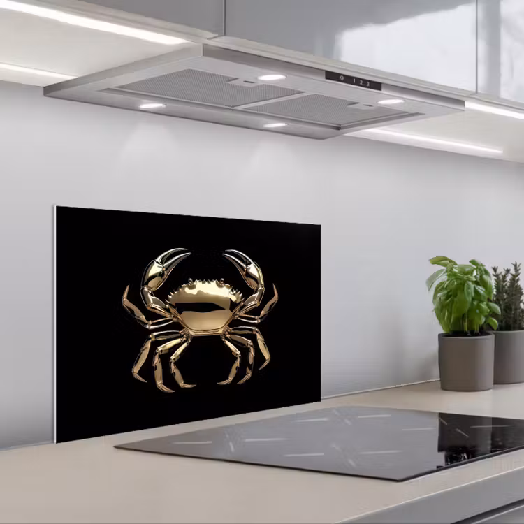 Spatscherm keuken - Goud - Krab - Dieren - Zwart — 1