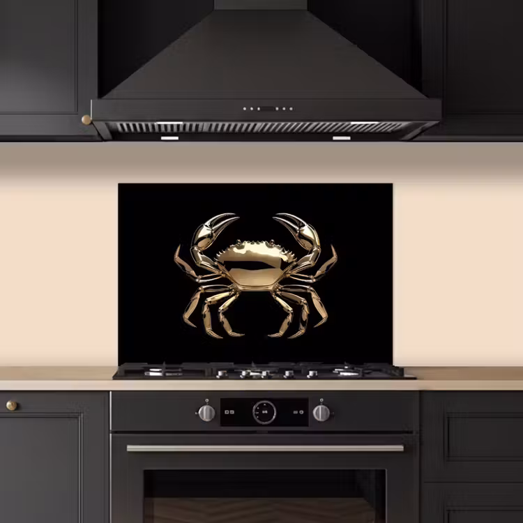 Spatscherm keuken - Goud - Krab - Dieren - Zwart — 5