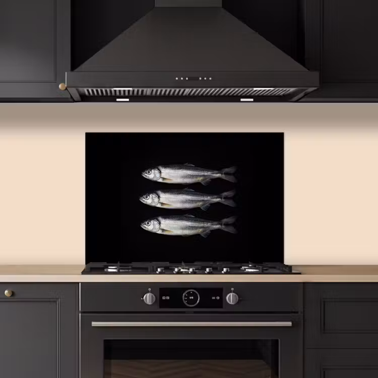 Spatscherm keuken - Haring - Vissen - Zwart — 5