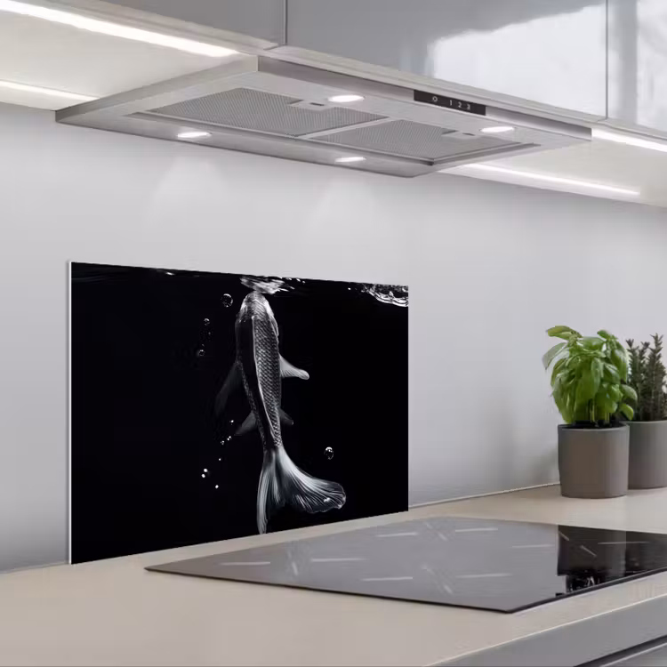 Spatscherm keuken - Koi - Vissen - Water - Zwart — 1
