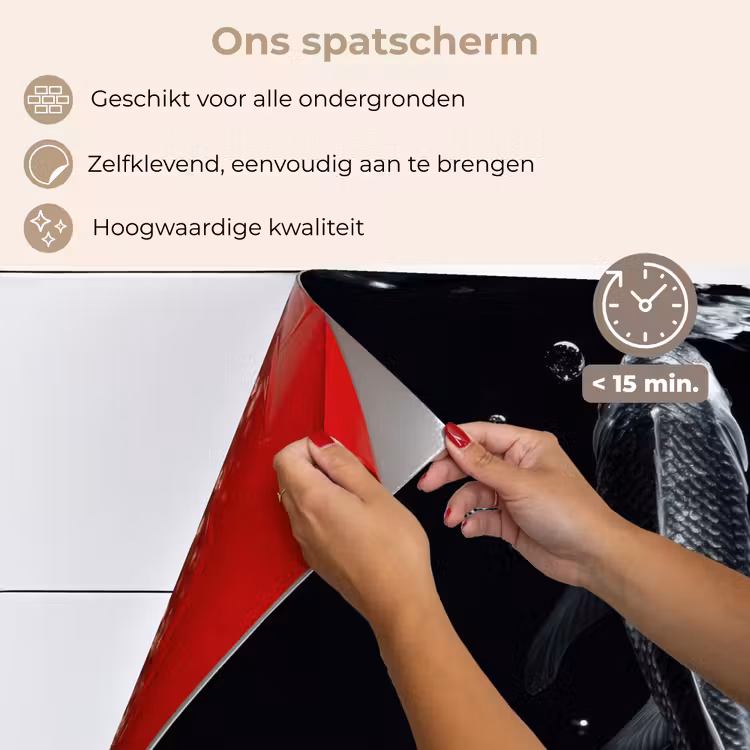 Spatscherm keuken - Koi - Vissen - Water - Zwart — 4