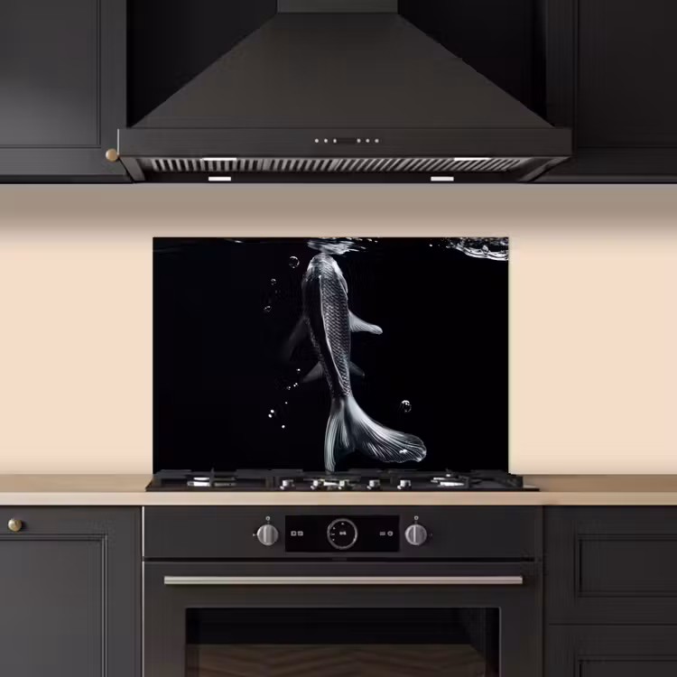Spatscherm keuken - Koi - Vissen - Water - Zwart — 5