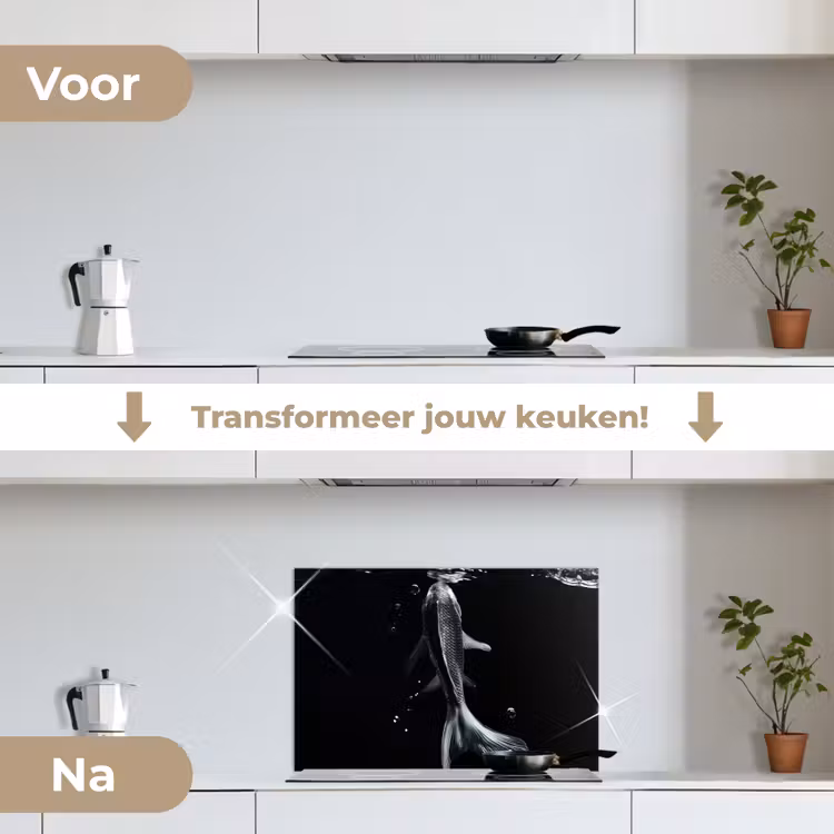 Spatscherm keuken - Koi - Vissen - Water - Zwart — 7