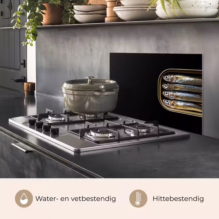 Spatscherm keuken - Sardines - Blik - Zwart - Vissen — 2