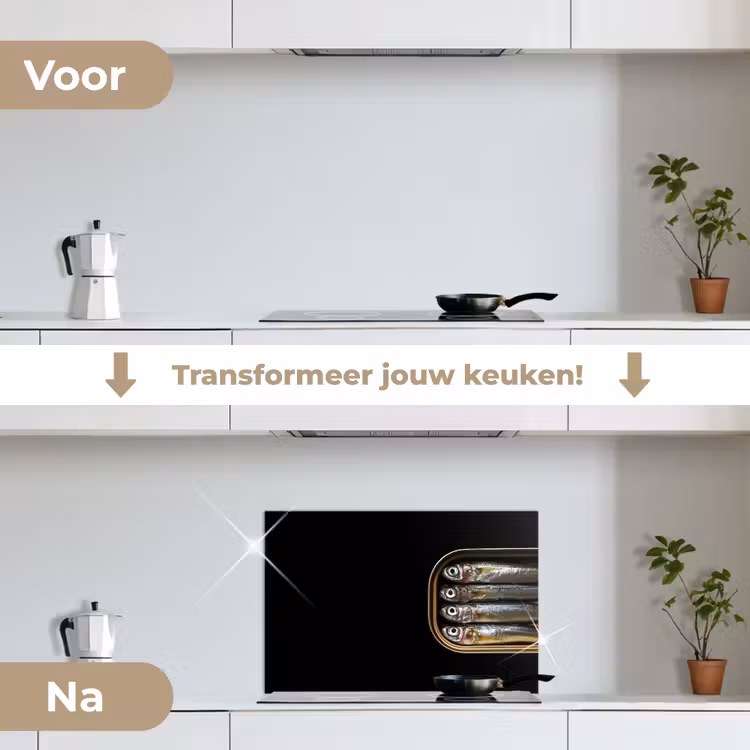 Spatscherm keuken - Sardines - Blik - Zwart - Vissen — 7