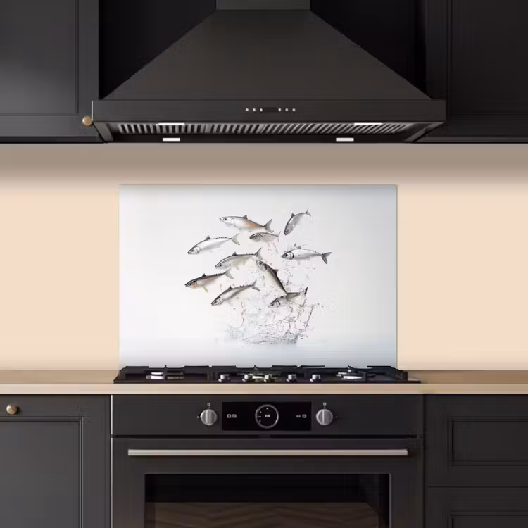 Spatscherm keuken - Vissen - Water - Wit — 5