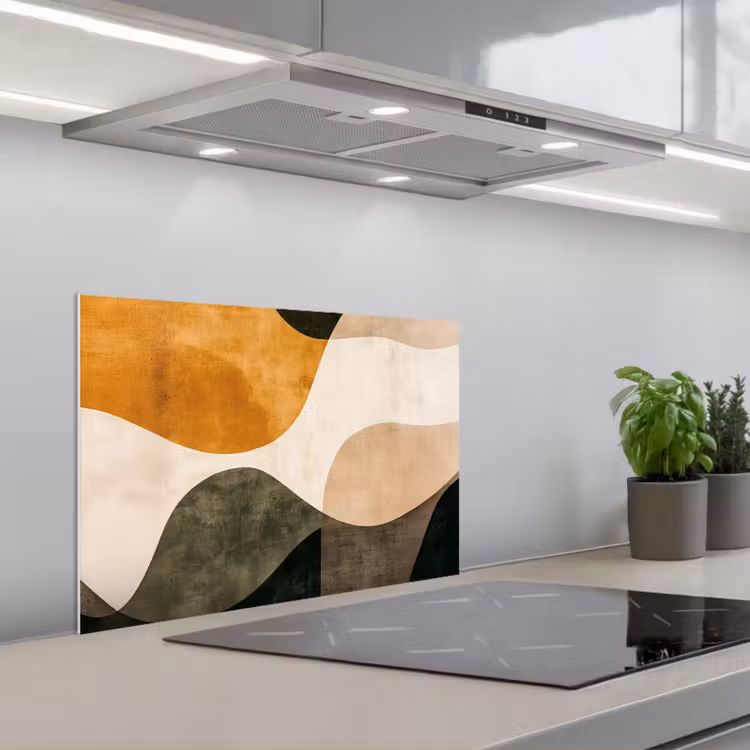 Spatscherm keuken - Vormen - Okergeel - Abstract — 1