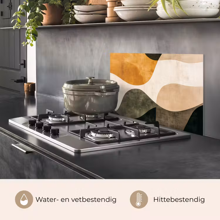 Spatscherm keuken - Vormen - Okergeel - Abstract — 2