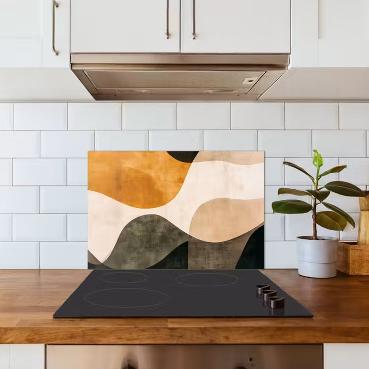 Spatscherm keuken - Vormen - Okergeel - Abstract — 3