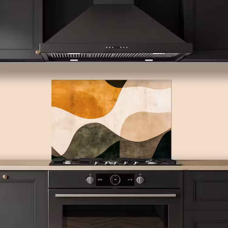 Spatscherm keuken - Vormen - Okergeel - Abstract — 5