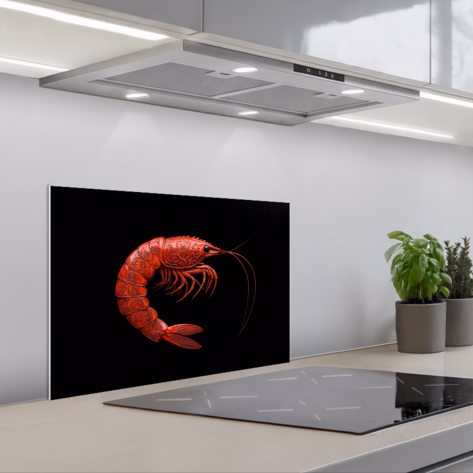Spatscherm keuken - Garnaal - Rood - Dieren — 1