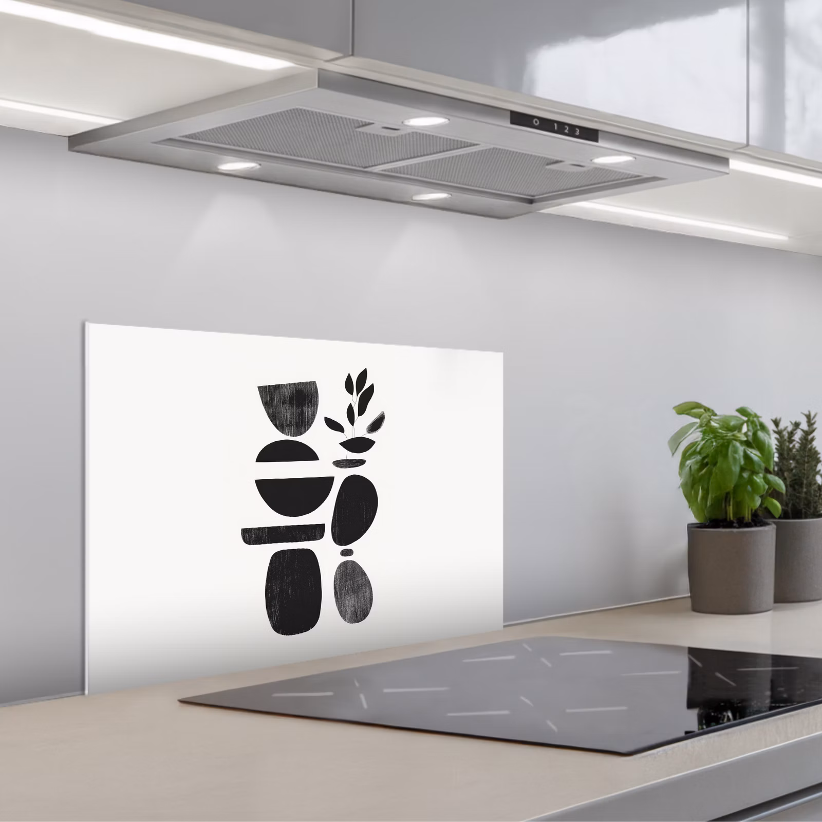 Spatscherm keuken - Japandi - Zwart - Abstract — 1
