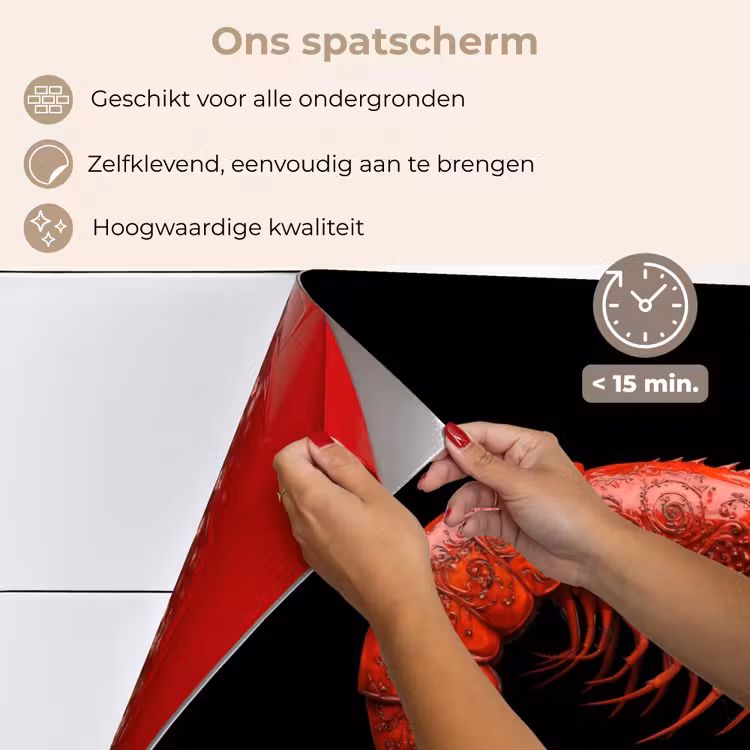 Spatscherm keuken - Garnaal - Rood - Dieren — 4