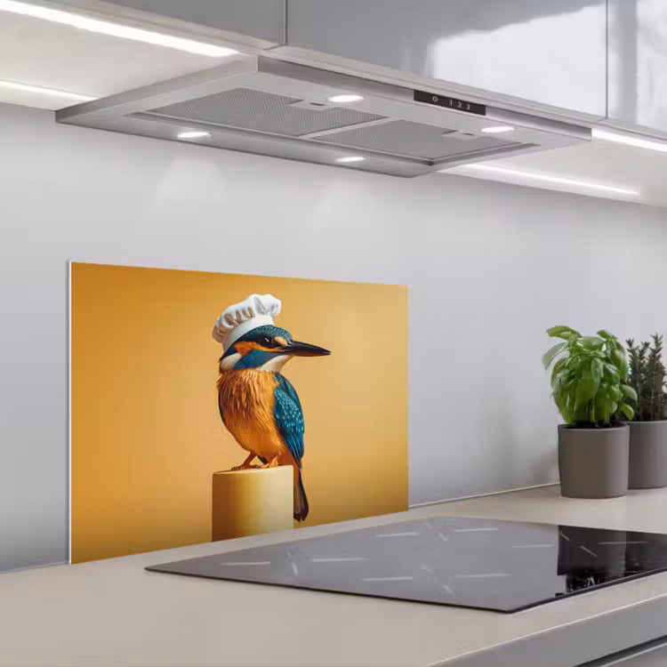 Spatscherm keuken - Ijsvogel - Pilaar - Koksmuts - Vogel — 1