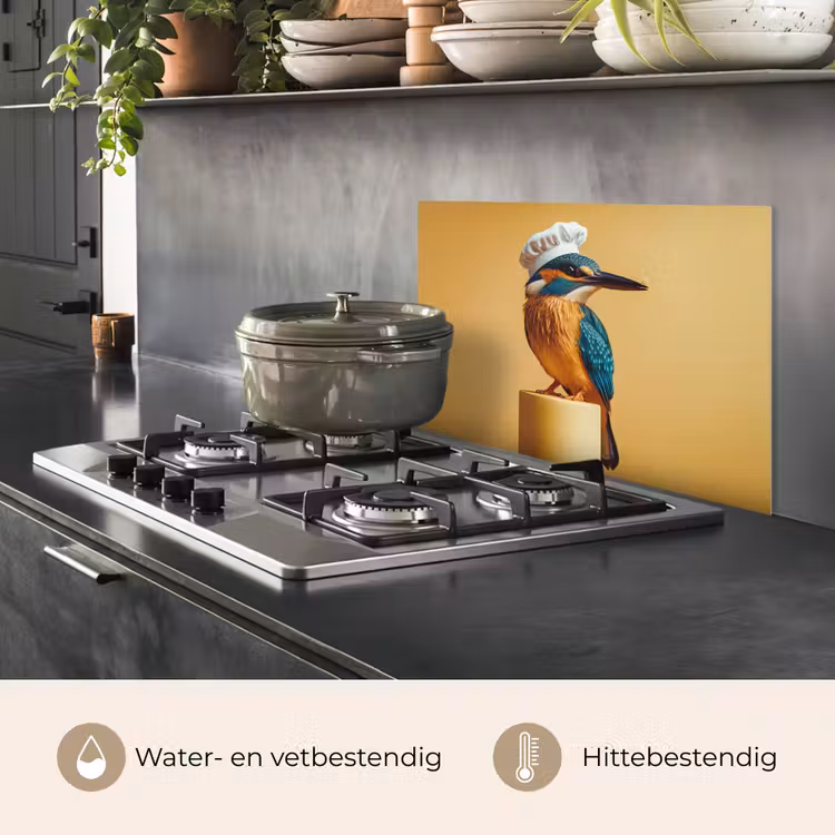 Spatscherm keuken - Ijsvogel - Pilaar - Koksmuts - Vogel — 2