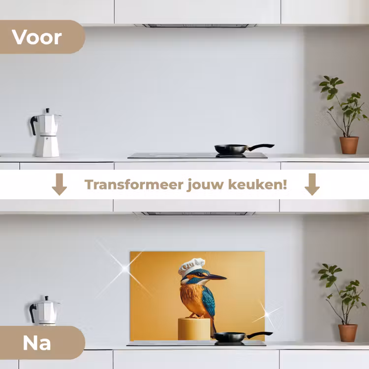 Spatscherm keuken - Ijsvogel - Pilaar - Koksmuts - Vogel — 7