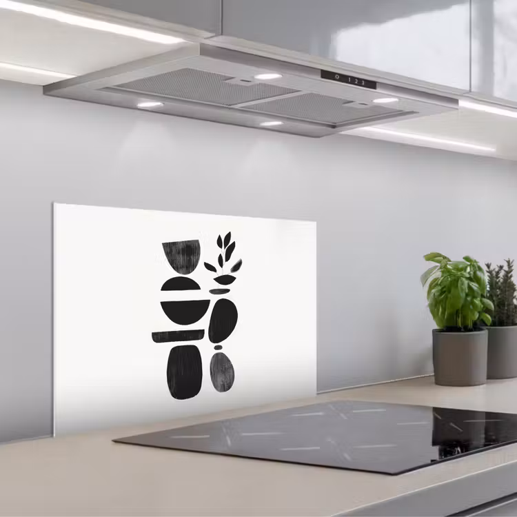 Spatscherm keuken - Japandi - Zwart - Abstract — 1