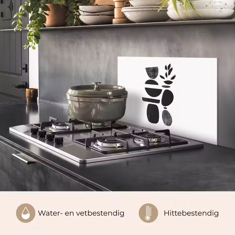 Spatscherm keuken - Japandi - Zwart - Abstract — 2