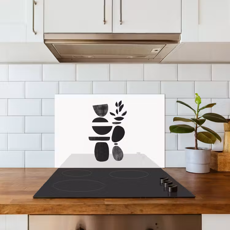 Spatscherm keuken - Japandi - Zwart - Abstract — 3