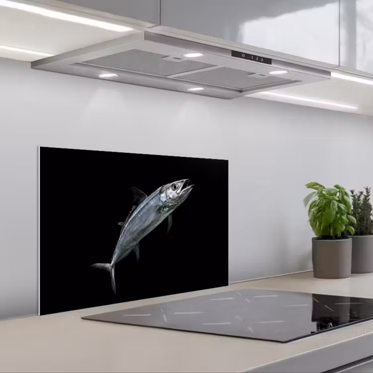 Spatscherm keuken - Makreel - Vis - Zwart — 1