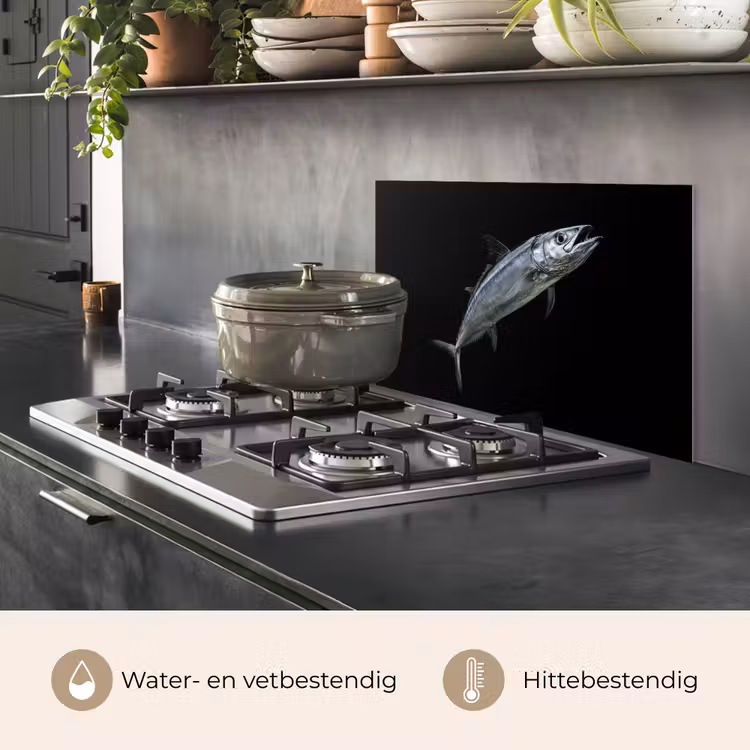 Spatscherm keuken - Makreel - Vis - Zwart — 2