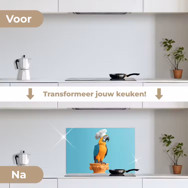 Spatscherm keuken - Papegaai - Koksmuts - Grappig - Vogel — 7