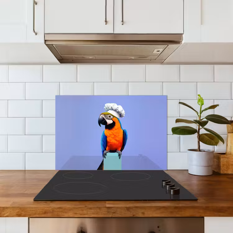 Spatscherm keuken - Papegaai - Koksmuts - Vogel - Leuk — 3