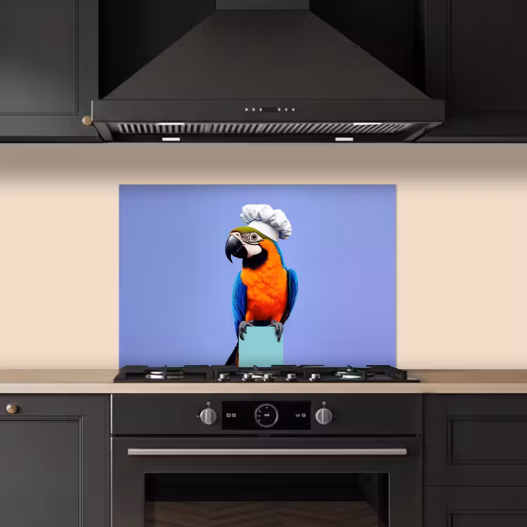 Spatscherm keuken - Papegaai - Koksmuts - Vogel - Leuk — 5