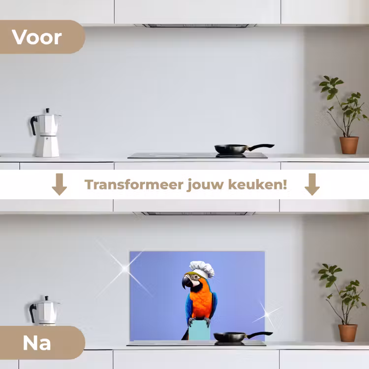 Spatscherm keuken - Papegaai - Koksmuts - Vogel - Leuk — 7