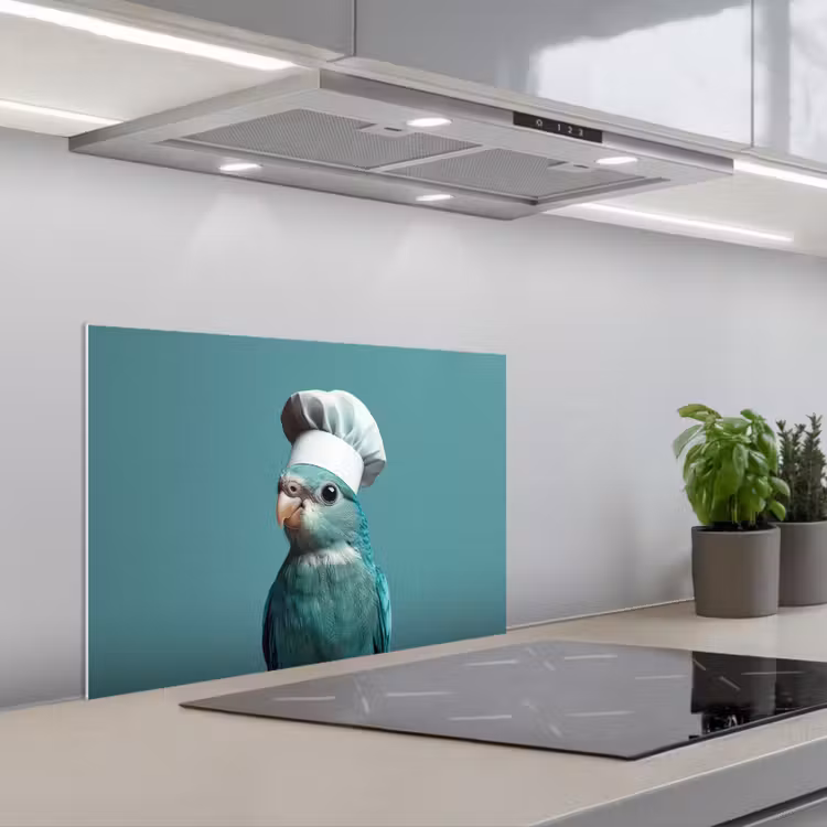 Spatscherm keuken - Parkiet - Vogel - Koksmuts - Cute — 1