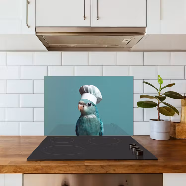 Spatscherm keuken - Parkiet - Vogel - Koksmuts - Cute — 3