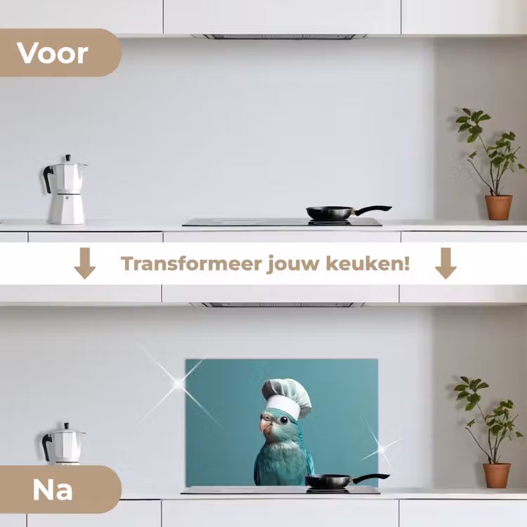 Spatscherm keuken - Parkiet - Vogel - Koksmuts - Cute — 7