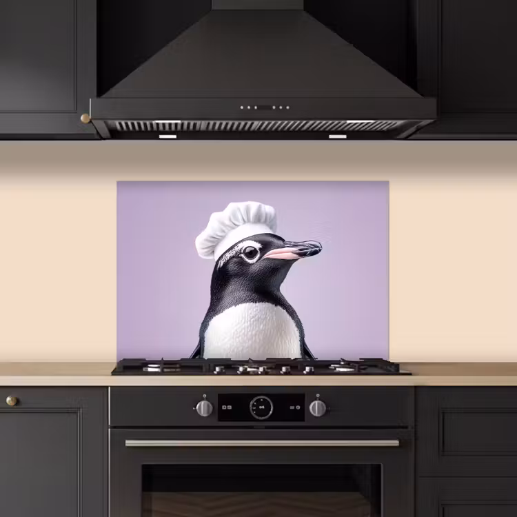 Spatscherm keuken - Pinguïn - Koksmuts - Lief - Paars — 5