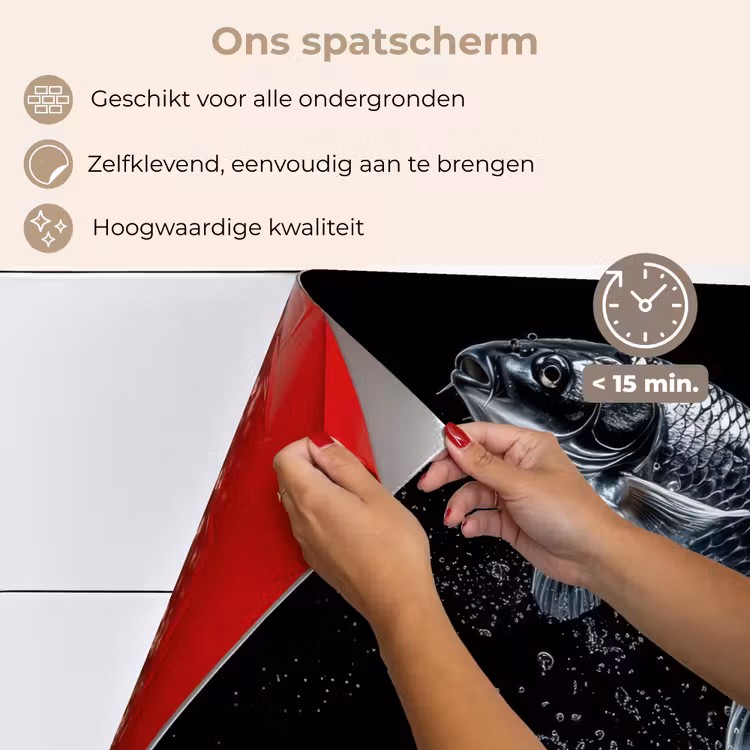 Spatscherm keuken - Vis - Koi - Zwart - Water — 4