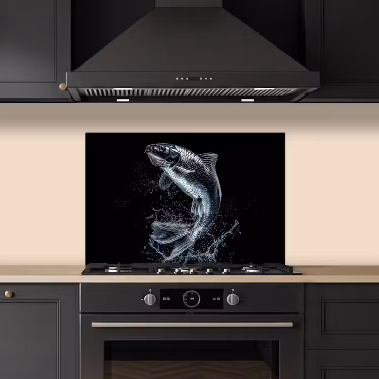Spatscherm keuken - Vis - Koi - Zwart - Water — 5